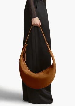 Khaite Crossbody Bags-Augustina Hobo in Mud Suede