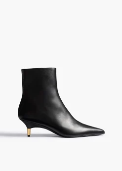Khaite Boots-Bella Ankle Boot in Black Leather