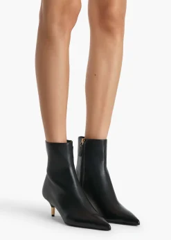 Khaite Boots-Bella Ankle Boot in Black Leather