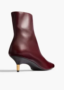 Khaite Boots-Bella Ankle Boot in Bordeaux Vintage Calf Leather