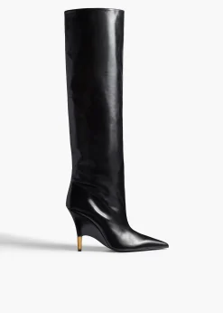 Khaite Boots-Bella Knee-High Boot in Black Leather