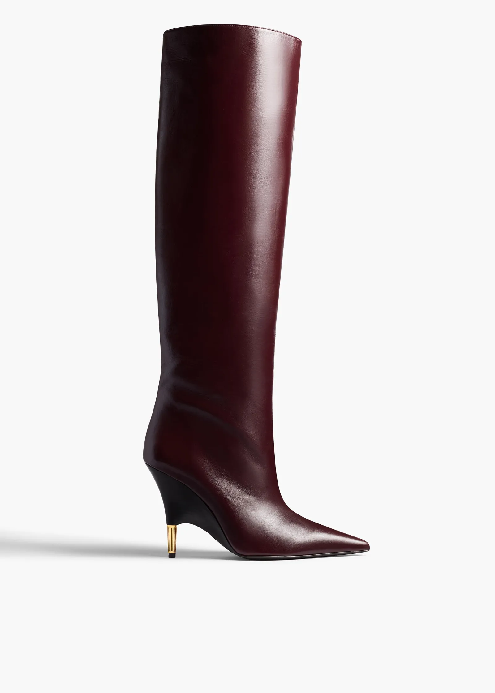 Khaite Boots-Bella Knee-High Boot in Bordeaux Vintage Calf