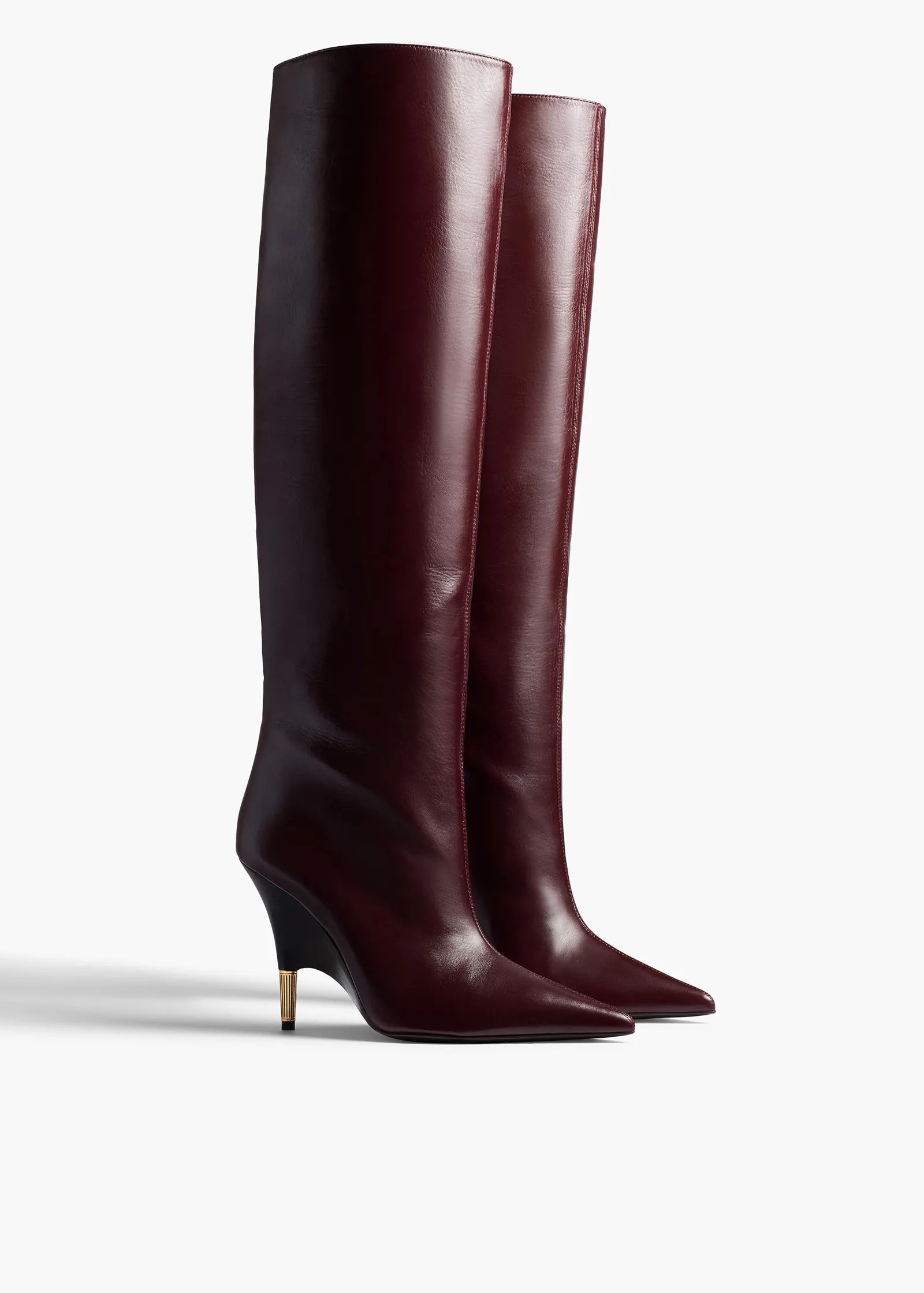 Khaite Boots-Bella Knee-High Boot in Bordeaux Vintage Calf