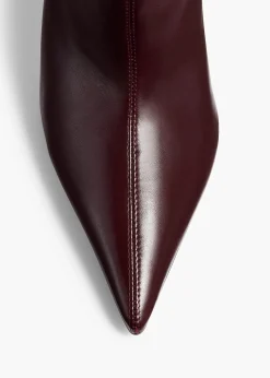 Khaite Boots-Bella Knee-High Boot in Bordeaux Vintage Calf