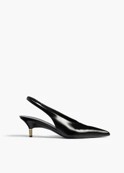 Khaite Pumps-Bella Low Pump in Black Glazed Leather