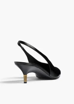 Khaite Pumps-Bella Low Pump in Black Glazed Leather