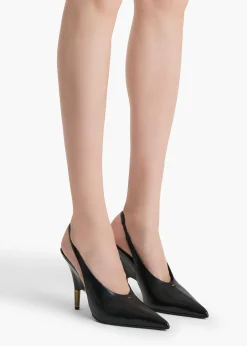 Khaite Pumps-Bella Pump in Black Glazed Leather