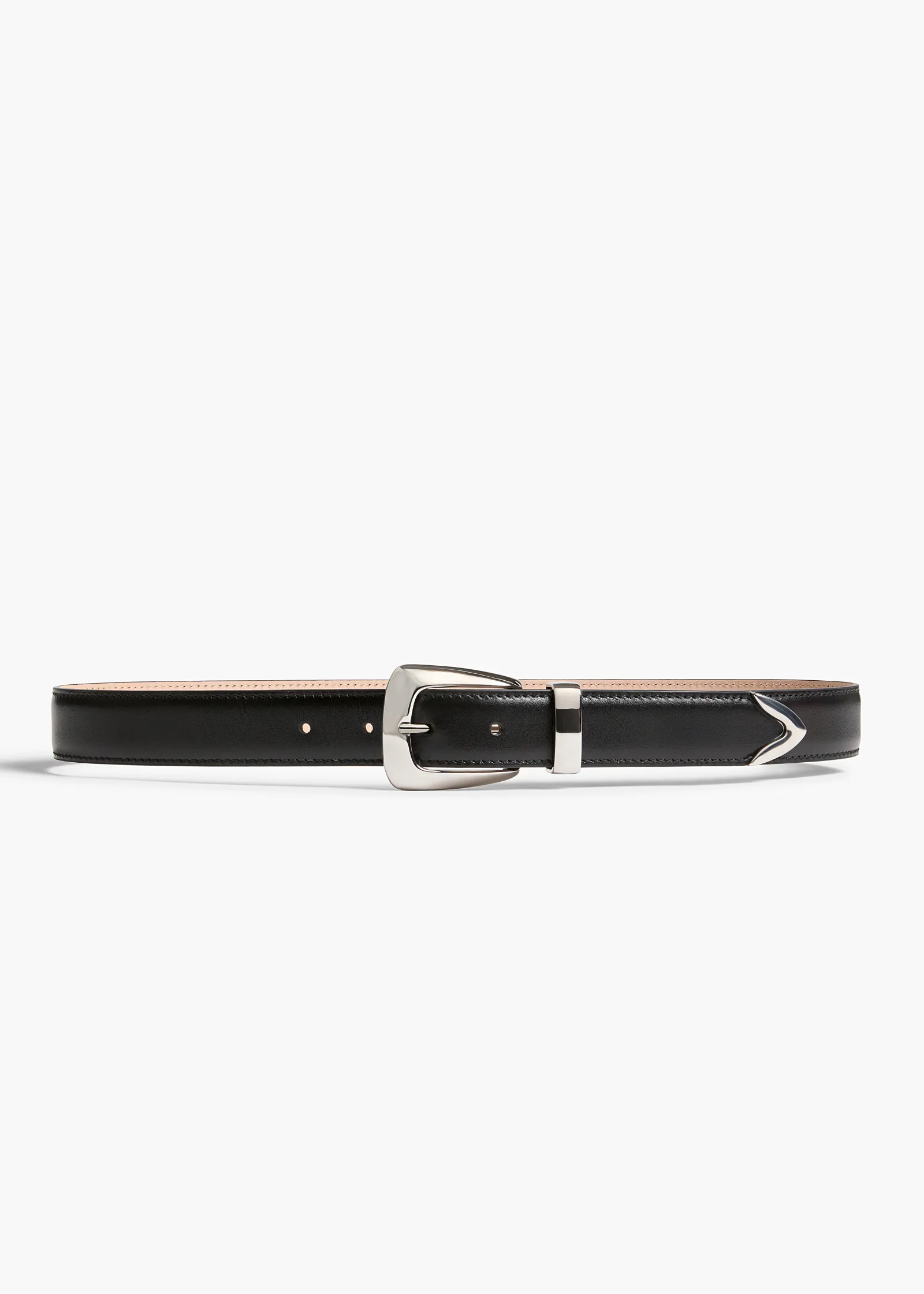 Khaite Belts-Benny Belt in Black Leather with Silver