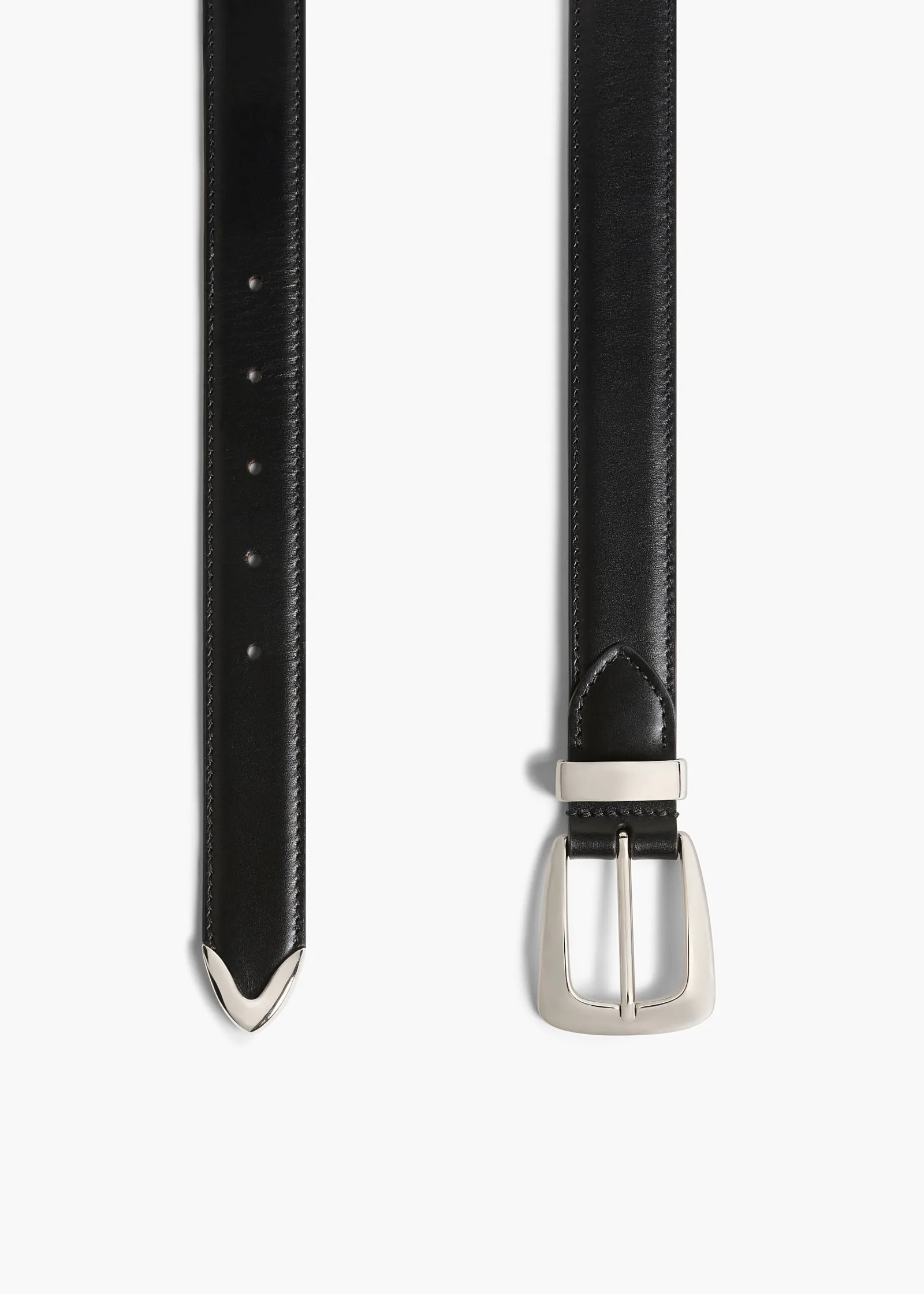 Khaite Belts-Benny Belt in Black Leather with Silver