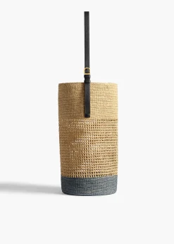 Khaite Totes-Billie Bucket Bag in Natural and Lead Raffia