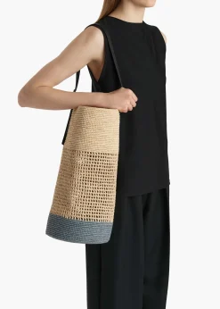 Khaite Totes-Billie Bucket Bag in Natural and Lead Raffia