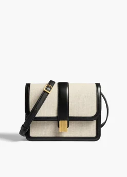 Khaite Crossbody Bags-Blake Crossbody Bag in Black Leather with Natural Canvas