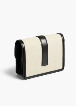 Khaite Crossbody Bags-Blake Crossbody Bag in Black Leather with Natural Canvas