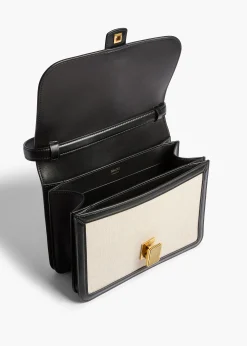 Khaite Crossbody Bags-Blake Crossbody Bag in Black Leather with Natural Canvas