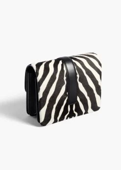 Khaite Crossbody Bags-Blake Crossbody Bag in Zebra Print Haircalf and Black Leather