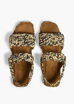 Khaite Sandals-Boden Sandal in Black and White Raffia