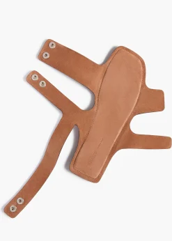 Khaite Sandals-Boden Sandal in Dark Tan Leather with Silver Studs