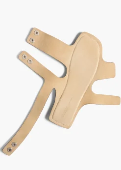 Khaite Sandals-Boden Sandal in Natural Python-Embossed Leather with Silver Studs
