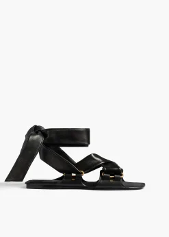 Khaite Sandals-Boden Tied Sandal in Black Leather