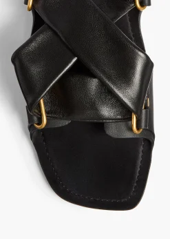 Khaite Sandals-Boden Tied Sandal in Black Leather