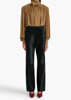 Khaite Leather|Pants-Borden Pant in Black Haircalf