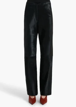 Khaite Leather|Pants-Borden Pant in Black Haircalf