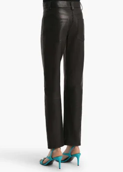 Khaite Pants|Leather-Callum Pant in Black Textured Lamb