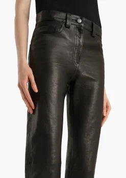 Khaite Pants|Leather-Callum Pant in Black Textured Lamb