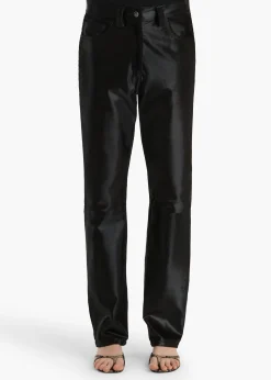 Khaite Pants|Leather-Callum Pant in Chocolate Haircalf