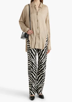 Khaite Pants|Leather-Callum Pant in Zebra Print Haircalf