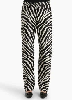 Khaite Pants|Leather-Callum Pant in Zebra Print Haircalf