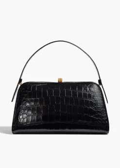 Khaite Top Handle-Cate Bag in Black Alligator