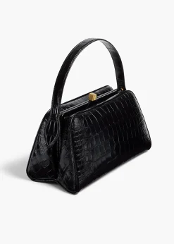 Khaite Top Handle-Cate Bag in Black Alligator