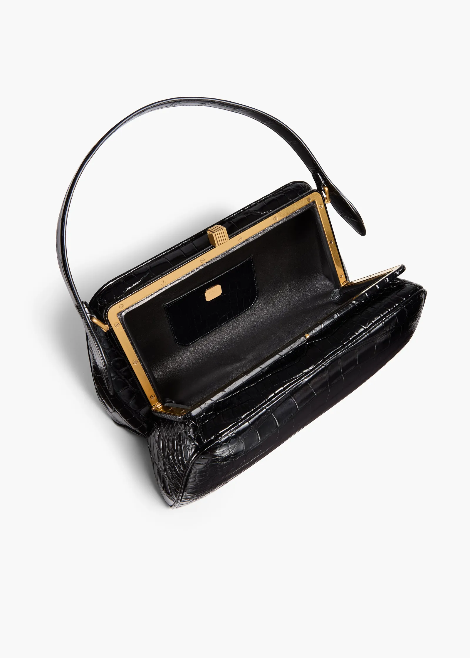 Khaite Top Handle-Cate Bag in Black Alligator
