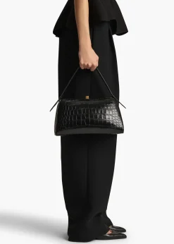Khaite Top Handle-Cate Bag in Black Alligator
