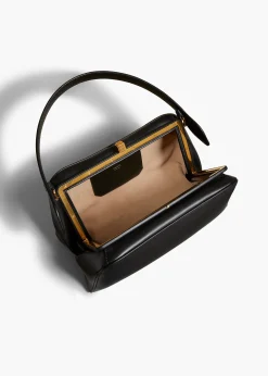 Khaite Top Handle-Cate Bag in Black Leather