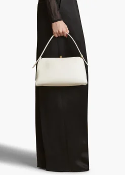 Khaite Top Handle-Cate Bag in Cream Leather