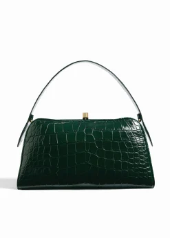 Khaite Top Handle-Cate Bag in Hunter Green Alligator