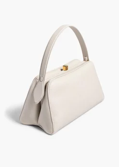 Khaite Top Handle-Cate Bag in Light Grey Pebbled Leather