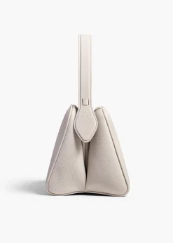 Khaite Top Handle-Cate Bag in Light Grey Pebbled Leather