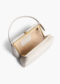 Khaite Top Handle-Cate Bag in Light Grey Pebbled Leather