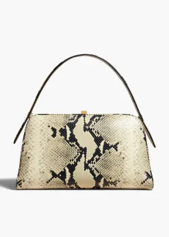 Khaite Top Handle-Cate Bag in Natural Python-Embossed Leather