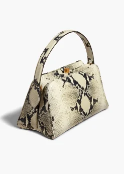 Khaite Top Handle-Cate Bag in Natural Python-Embossed Leather