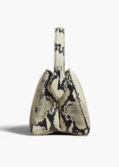 Khaite Top Handle-Cate Bag in Natural Python-Embossed Leather
