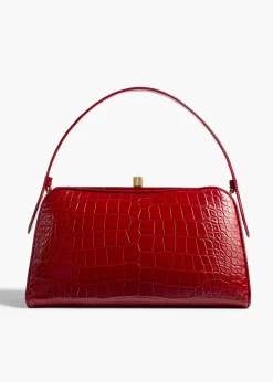 Khaite Top Handle-Cate Bag in Ruby Alligator