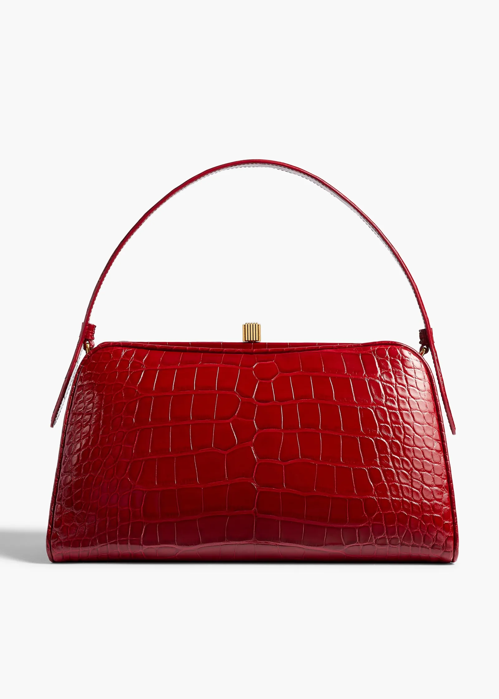 Khaite Top Handle-Cate Bag in Ruby Alligator