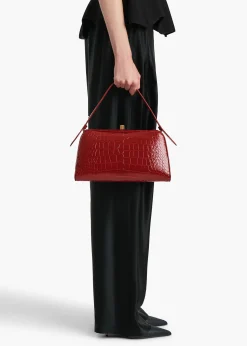 Khaite Top Handle-Cate Bag in Ruby Alligator