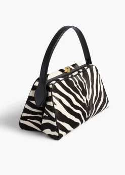 Khaite Top Handle-Cate Bag in Zebra Print Haircalf