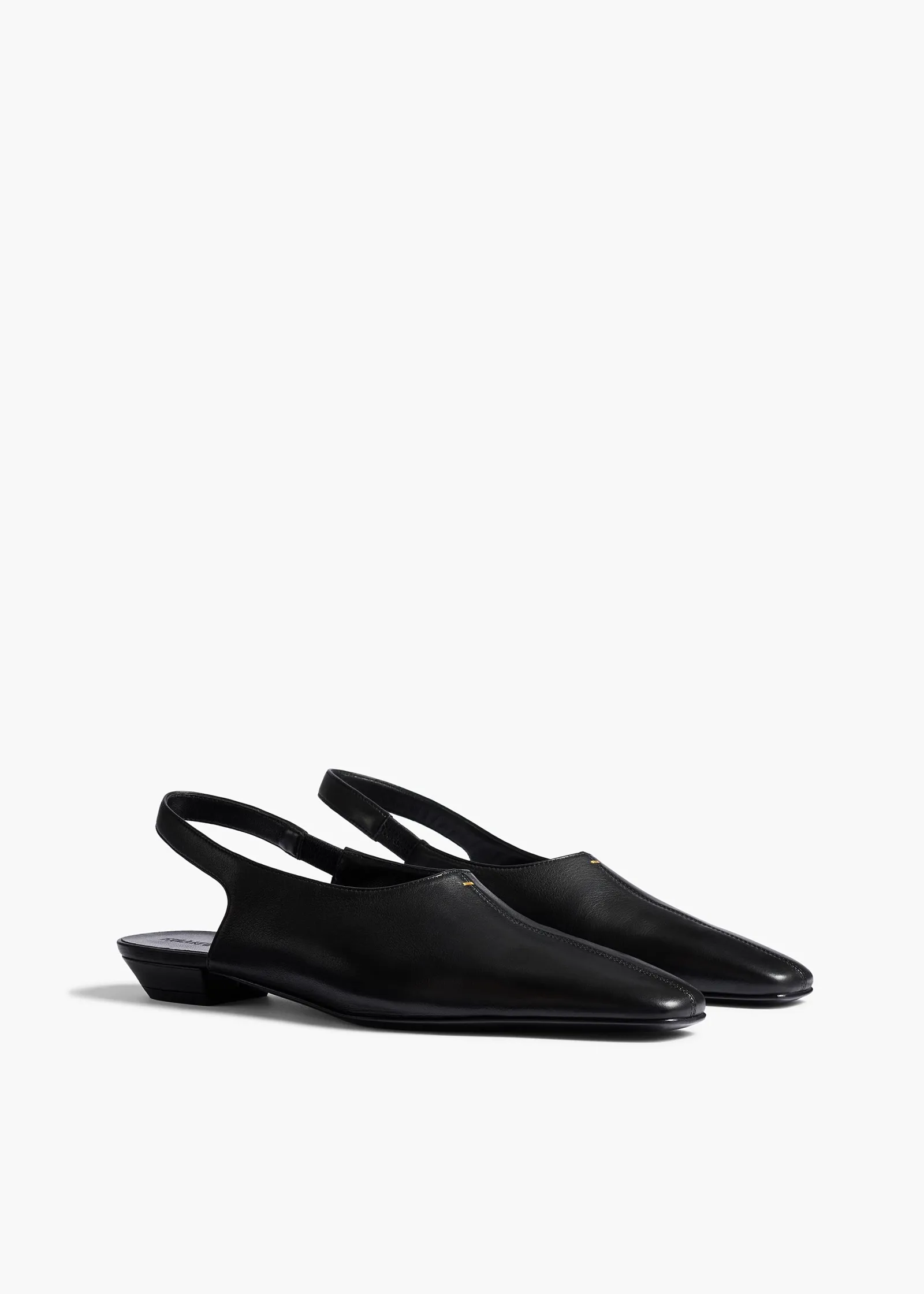Khaite Flats|Sandals-Cecilia Slingback Flat in Black Pebbled Leather