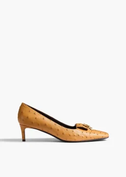Khaite Pumps-Celia Pocket Pump in Chestnut Ostrich
